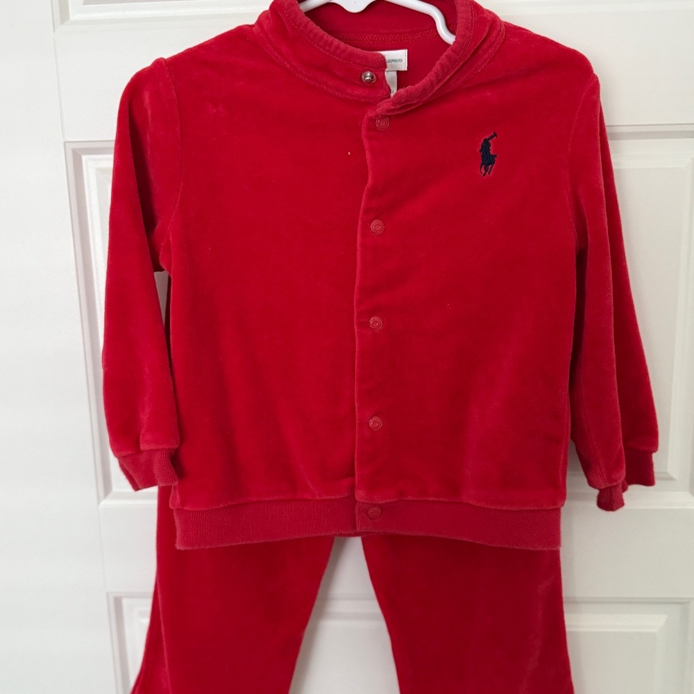 Ralph Lauren Velvet Velour Sweat Pant and Sweater/Jacket Set 24 M